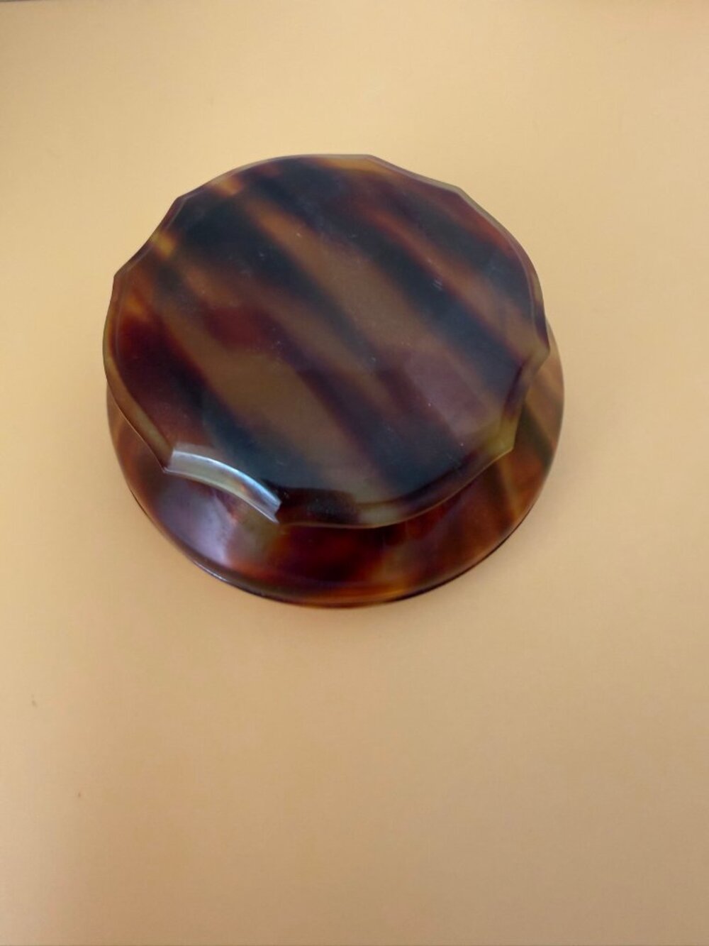 DuPont Du Barry Powder Box Tortoiseshell Celluloid Shell Pyralin Art Deco 4 Inch - Picture 4 of 7